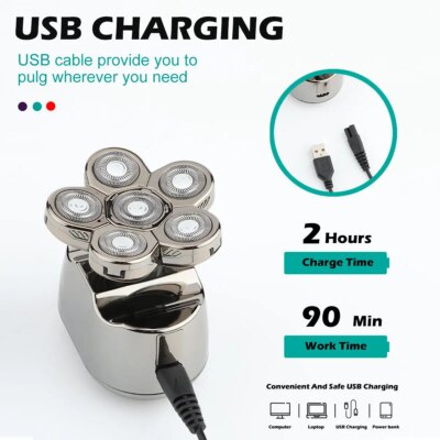 VGR 395 USB Rotary Professional Shaving Razors Waterproof Rechargeable Electric Mens Barber Shavers for Men - Image 3
