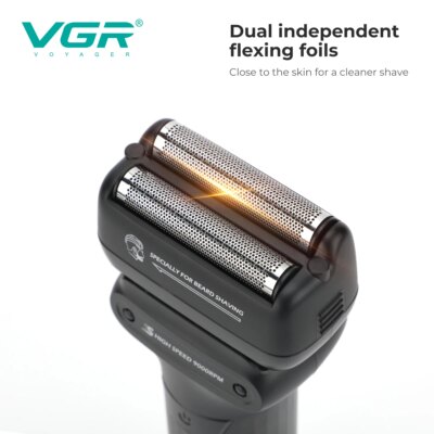 VGR Face Shaver Professional 0MM Foil Shaver 9000 RPM Shaving Beard Machine Electric Reciprocating Shaving Machine for Men V-368 - Image 3