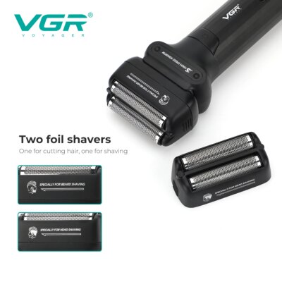 VGR Face Shaver Professional 0MM Foil Shaver 9000 RPM Shaving Beard Machine Electric Reciprocating Shaving Machine for Men V-368 - Image 2