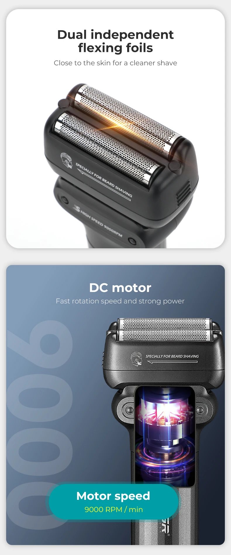 VGR Face Shaver Professional 0MM Foil Shaver 9000 RPM Shaving Beard Machine Electric Reciprocating Shaving Machine for Men V-368 VGR Face Shaver Professional 0MM Foil Shaver 9000 RPM Shaving Beard Machine Electric Reciprocating Shaving Machine for Men V-368