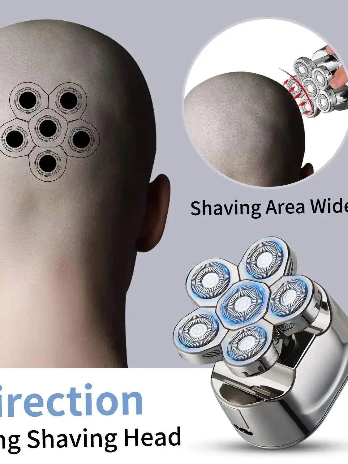 5in1 Beard Trimmer Electric Hair Shaver for Man Foil Hair Trimming 6 Floating Blades IPX6 Wash Professional Bald Shaving Machine