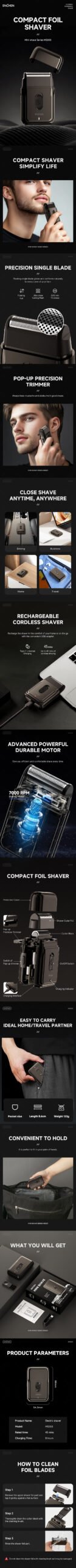ENCHEN Electric Shaver Professional Shaver Portable Shaving Machine Mini Beard Trimmer Razor Cordless Blade Shaver for Men MS003 ENCHEN Electric Shaver Professional Shaver Portable Shaving Machine Mini Beard Trimmer Razor Cordless Blade Shaver for Men MS003