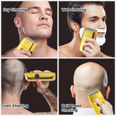 Solimpia Hair Shaver Double Blades Shaver Electric Shaver Razor Men's Close Bald Head Barber Trimmer Rechargeable for Quick Shav - Image 2