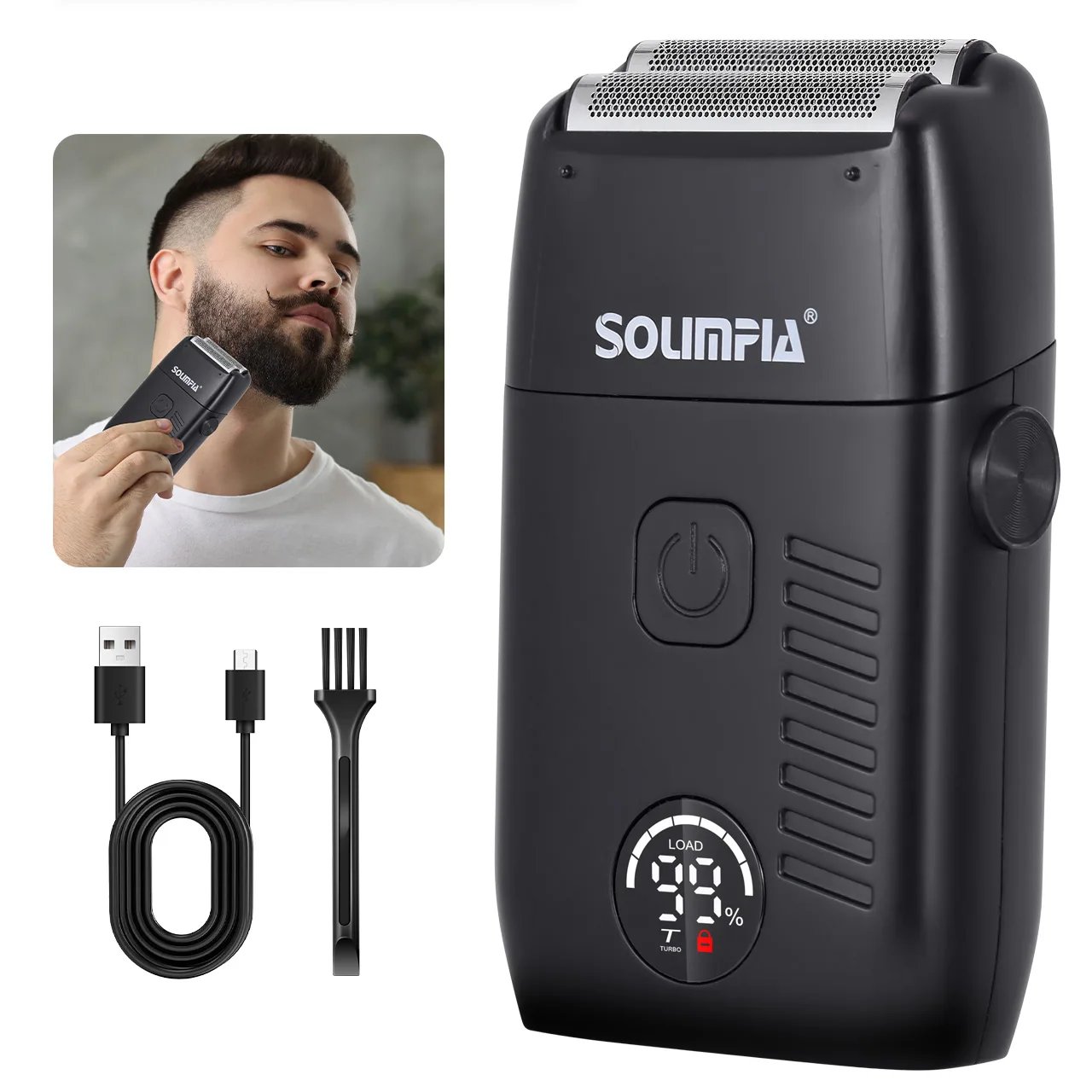 Solimpia Hair Shaver Double Blades Shaver Electric Shaver Razor Men's Close Bald Head Barber Trimmer Rechargeable for Quick Shav Solimpia Hair Shaver Double Blades Shaver Electric Shaver Razor Men's Close Bald Head Barber Trimmer Rechargeable for Quick Shav