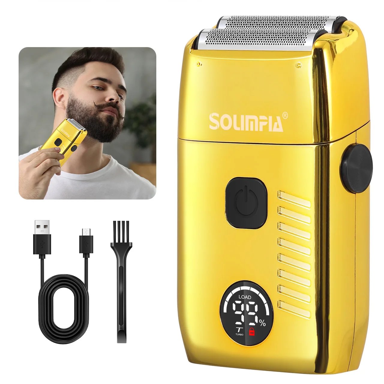 Solimpia Hair Shaver Double Blades Shaver Electric Shaver Razor Men's Close Bald Head Barber Trimmer Rechargeable for Quick Shav Solimpia Hair Shaver Double Blades Shaver Electric Shaver Razor Men's Close Bald Head Barber Trimmer Rechargeable for Quick Shav