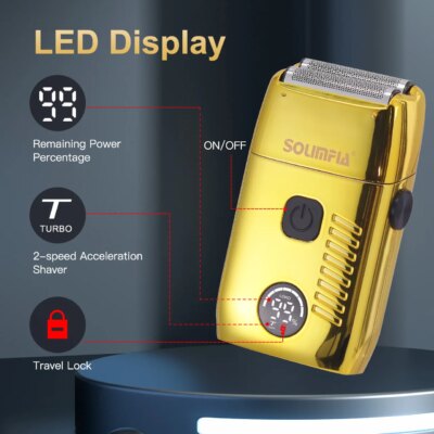 Solimpia Hair Shaver Double Blades Shaver Electric Shaver Razor Men's Close Bald Head Barber Trimmer Rechargeable for Quick Shav - Image 4