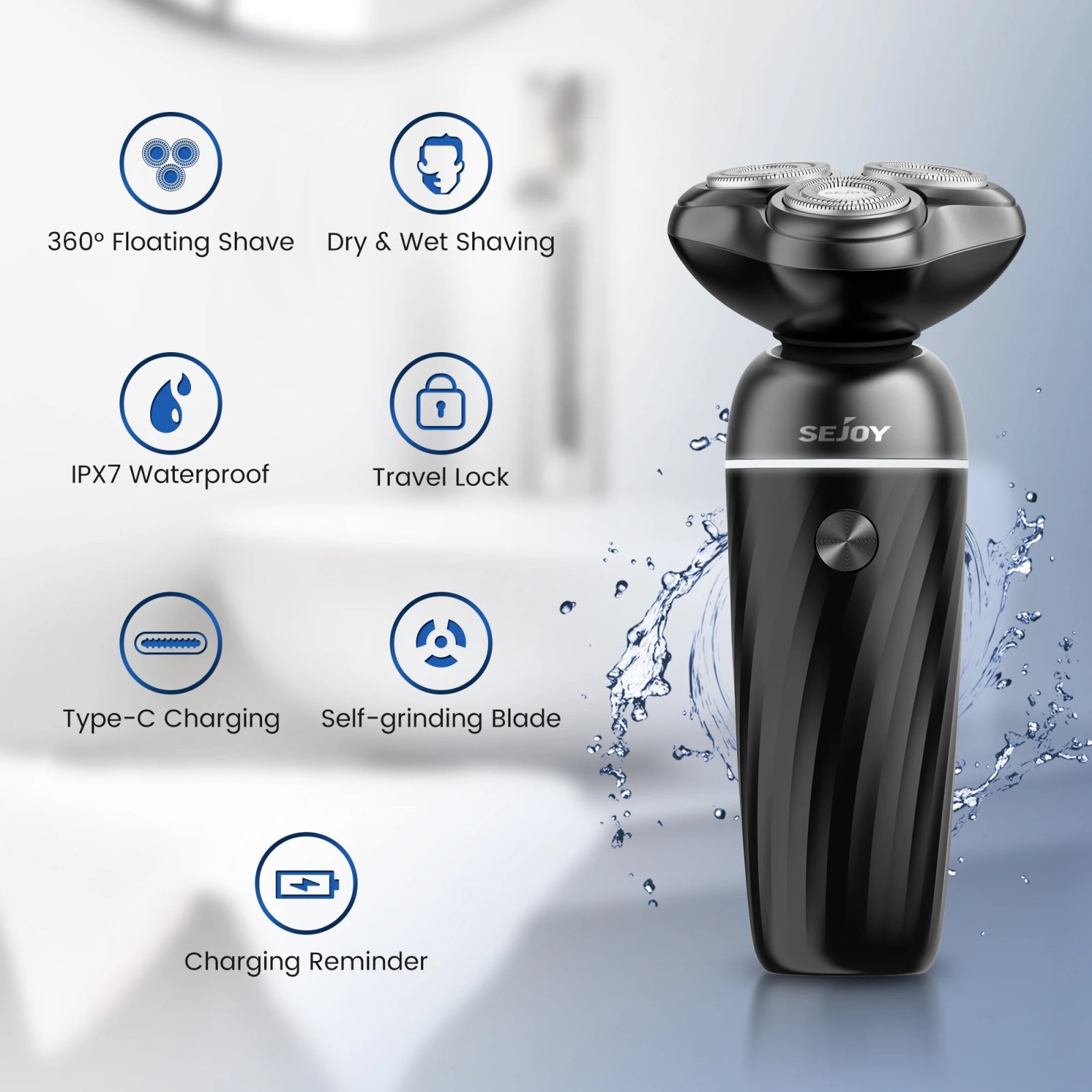 Sejoy Electric Shaver For Men's Shaving Machine Beard Trimmer 3D Floating Blade Washable USB Recharge Razor Hair Cutting Machine Sejoy Electric Shaver For Men's Shaving Machine Beard Trimmer 3D Floating Blade Washable USB Recharge Razor Hair Cutting Machine