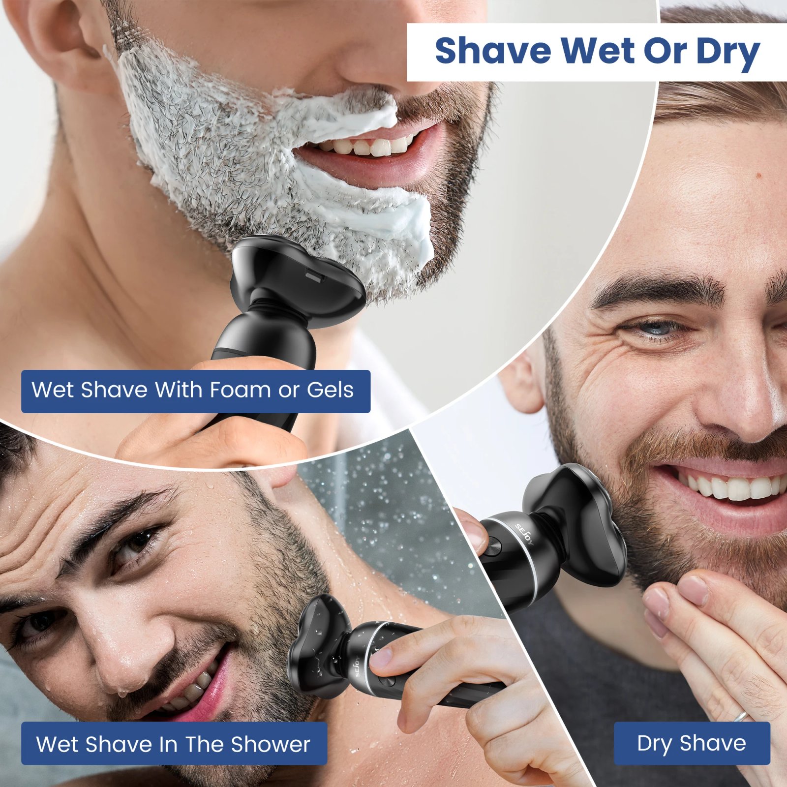 Sejoy Electric Shaver For Men's Shaving Machine Beard Trimmer 3D Floating Blade Washable USB Recharge Razor Hair Cutting Machine Sejoy Electric Shaver For Men's Shaving Machine Beard Trimmer 3D Floating Blade Washable USB Recharge Razor Hair Cutting Machine