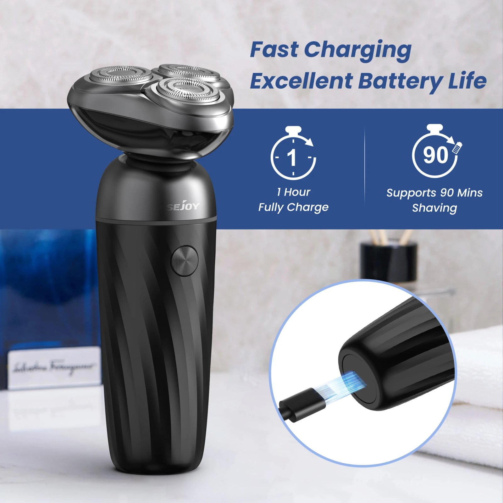 Sejoy Electric Shaver For Men's Shaving Machine Beard Trimmer 3D Floating Blade Washable USB Recharge Razor Hair Cutting Machine Sejoy Electric Shaver For Men's Shaving Machine Beard Trimmer 3D Floating Blade Washable USB Recharge Razor Hair Cutting Machine