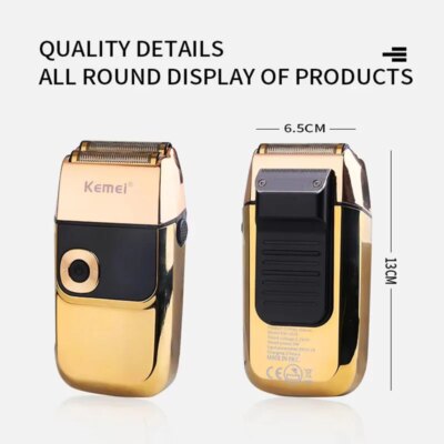 Kemei KM-2028 All Metal Washable Electric Shavers USB Charging Rechargeable Shaver Men's Shaving Razor Gold And Silver Trimmer - Image 6