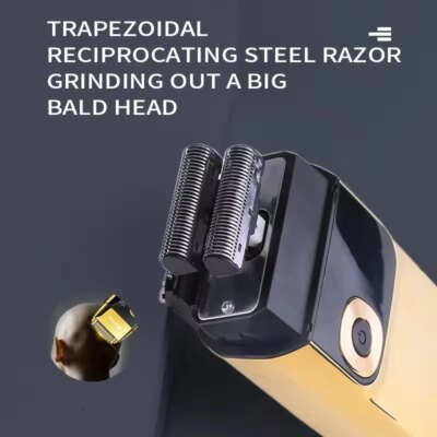 Kemei KM-2028 All Metal Washable Electric Shavers USB Charging Rechargeable Shaver Men's Shaving Razor Gold And Silver Trimmer - Image 4