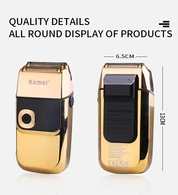 Kemei KM-2028 All Metal Washable Electric Shavers USB Charging Rechargeable Shaver Men's Shaving Razor Gold And Silver Trimmer Kemei KM-2028 All Metal Washable Electric Shavers USB Charging Rechargeable Shaver Men's Shaving Razor Gold And Silver Trimmer