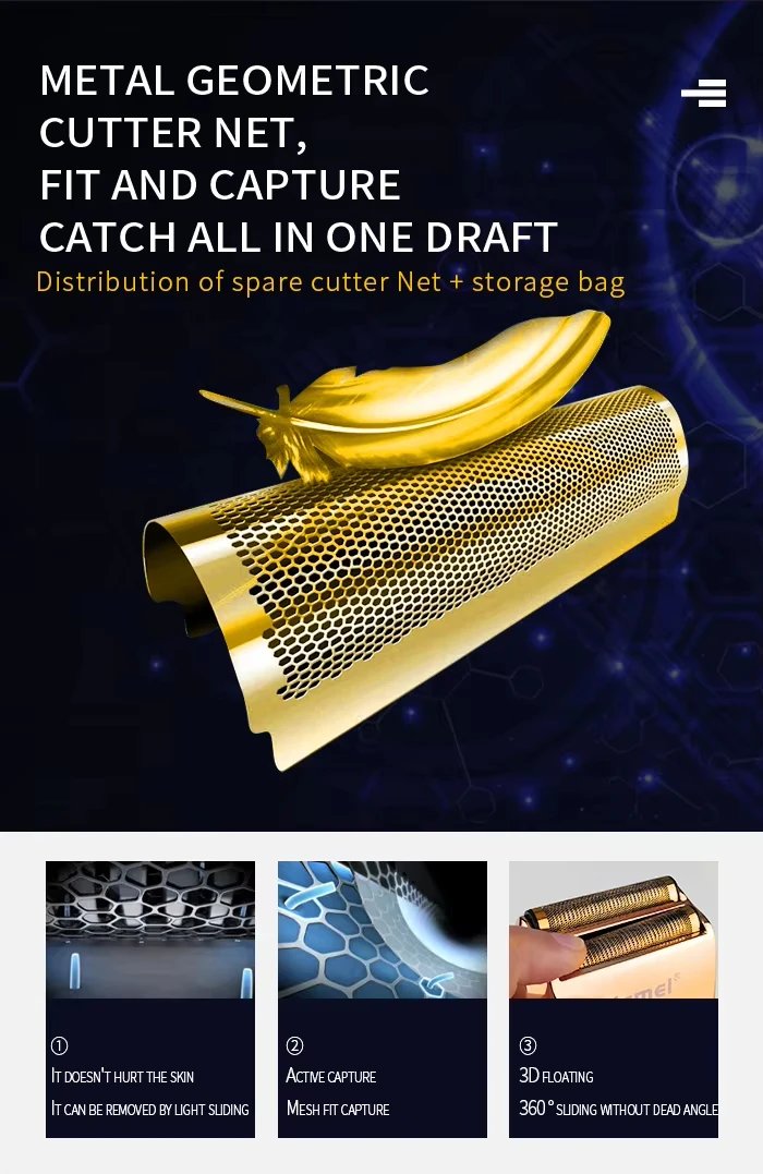 Kemei KM-2028 All Metal Washable Electric Shavers USB Charging Rechargeable Shaver Men's Shaving Razor Gold And Silver Trimmer Kemei KM-2028 All Metal Washable Electric Shavers USB Charging Rechargeable Shaver Men's Shaving Razor Gold And Silver Trimmer