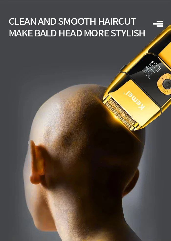 Kemei KM-2028 All Metal Washable Electric Shavers USB Charging Rechargeable Shaver Men's Shaving Razor Gold And Silver Trimmer Kemei KM-2028 All Metal Washable Electric Shavers USB Charging Rechargeable Shaver Men's Shaving Razor Gold And Silver Trimmer