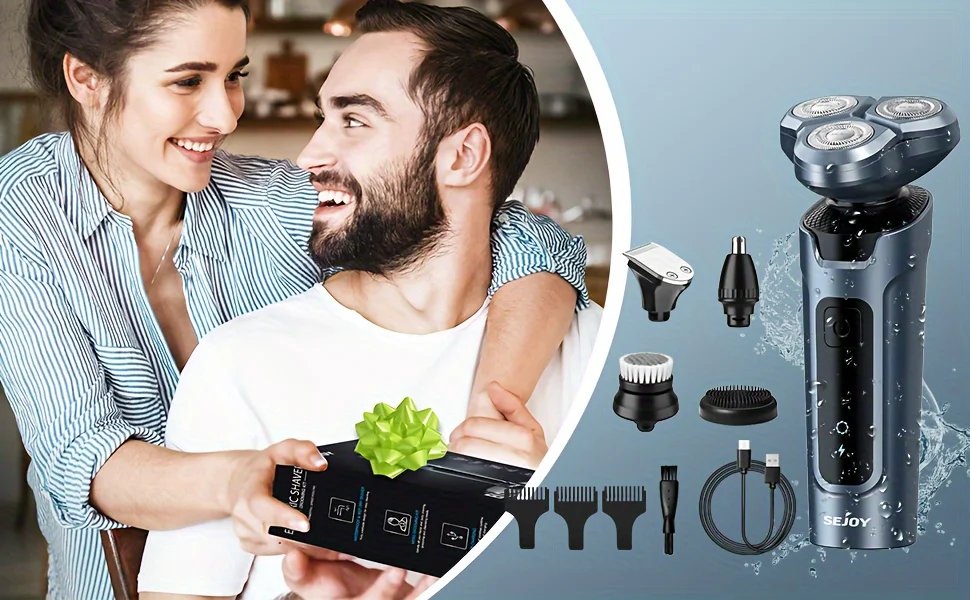 SEJOY 5 In1 Electric Hair Trimmer Set,Electric Razor for Men 3D Electric Shavers IPX7 Rotary Cordless,Optional SEJOY 5 In1 Electric Hair Trimmer Set,Electric Razor for Men 3D Electric Shavers IPX7 Rotary Cordless,Optional