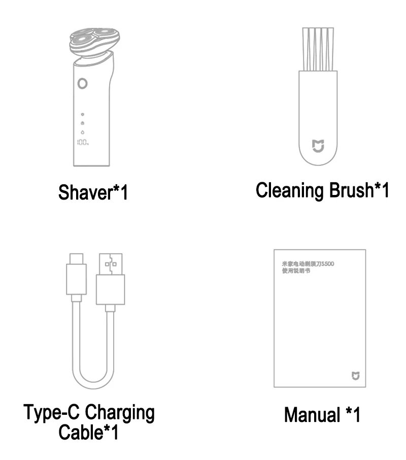 XIAOMI MIJIA S500 Electric Shaver Dry Wet Shaving Triple Blade Trimmer Beard Floating Head Men's Shaver Electric Razors Machine XIAOMI MIJIA S500 Electric Shaver Dry Wet Shaving Triple Blade Trimmer Beard Floating Head Men's Shaver Electric Razors Machine