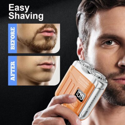 Portable Mini Electric Shaver for Men Beard Trimmer Men's Electric Razor USB Rechargeable Dual Blade Electric Shaving Machine - Image 4