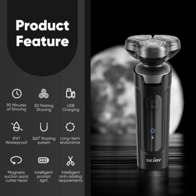 Sejoy Shaver Barber for Men 5 in 1 Electric Razor Rechargeable with Beard Trimmer Lithium Battery Portable Shavers for Travel - Image 2
