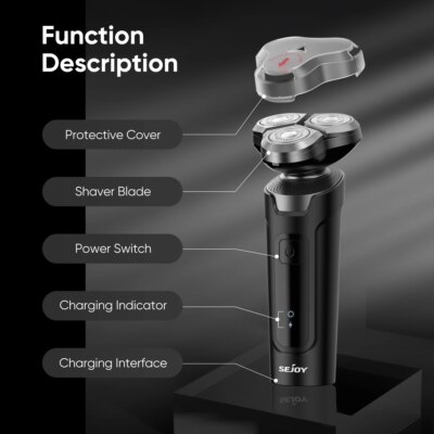 Sejoy Shaver Barber for Men 5 in 1 Electric Razor Rechargeable with Beard Trimmer Lithium Battery Portable Shavers for Travel - Image 3