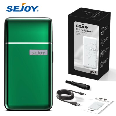 Sejoy 701 Electric Razor Rechargeable for Men Beard Trimmer Metal Body Electric Shaver with Dual Flexible Foils Shaving Machine