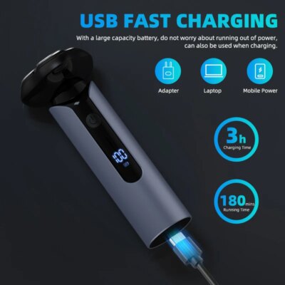 Sejoy BLASTO9 Electric Razor Shaver Rechargeable Waterproof Wet-Dry Beard Trimmer Rotary 3D Floating Shaving Machine for Men - Image 5