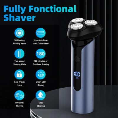Sejoy BLASTO9 Electric Razor Shaver Rechargeable Waterproof Wet-Dry Beard Trimmer Rotary 3D Floating Shaving Machine for Men - Image 2