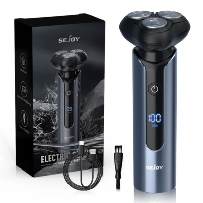 Sejoy BLASTO9 Electric Razor Shaver Rechargeable Waterproof Wet-Dry Beard Trimmer Rotary 3D Floating Shaving Machine for Men