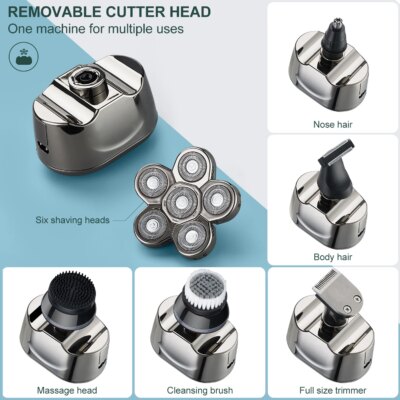 5 In 1 Men's Electric Head Shaver Razor Rechargeable Cordless Hair Shaving Razors For Bald Man Waterproof Wet Dry Beard Trimmer - Image 3