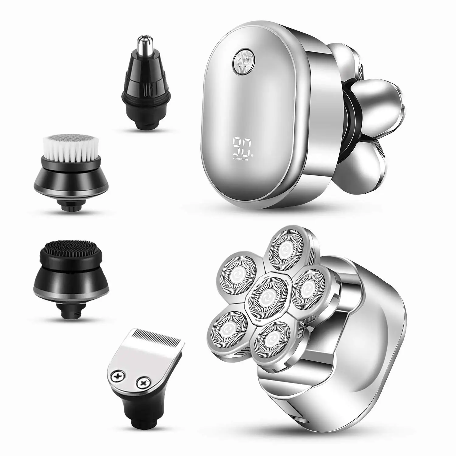 5 In 1 Men's Electric Head Shaver Razor Rechargeable Cordless Hair Shaving Razors For Bald Man Waterproof Wet Dry Beard Trimmer
