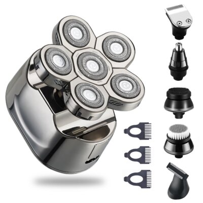 5 In 1 Men's Electric Head Shaver Razor Rechargeable Cordless Hair Shaving Razors For Bald Man Waterproof Wet Dry Beard Trimmer