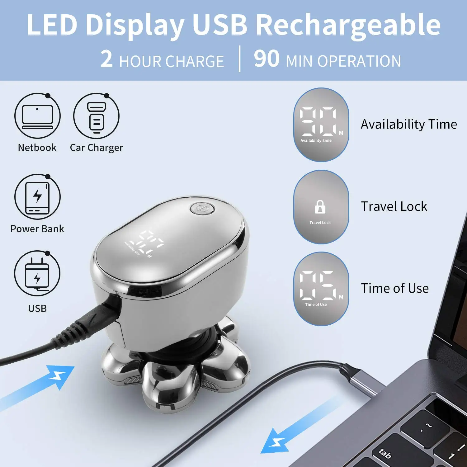 5 In 1 Men's Electric Head Shaver Razor Rechargeable Cordless Hair Shaving Razors For Bald Man Waterproof Wet Dry Beard Trimmer