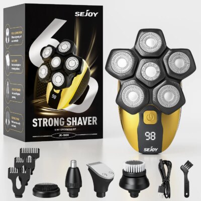Sejoy Men 6D Floating Men Electric Shaver Wet Dry Beard Hair Trimmer Electric Razor Rechargeable Bald Head Shaving Machine