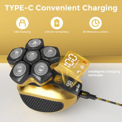 Sejoy Men 6D Floating Men Electric Shaver Wet Dry Beard Hair Trimmer Electric Razor Rechargeable Bald Head Shaving Machine - Image 6