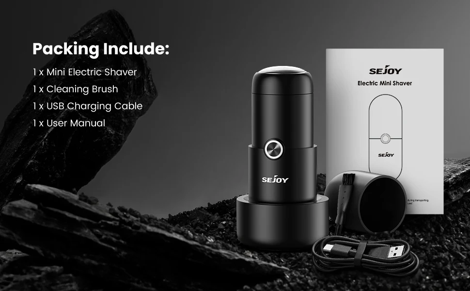 Sejoy Portable Electric Shaver Beard Trimmer Mini USB Rechargeable Shaver IPX7 Waterproof Long Working Time High Quality Motor