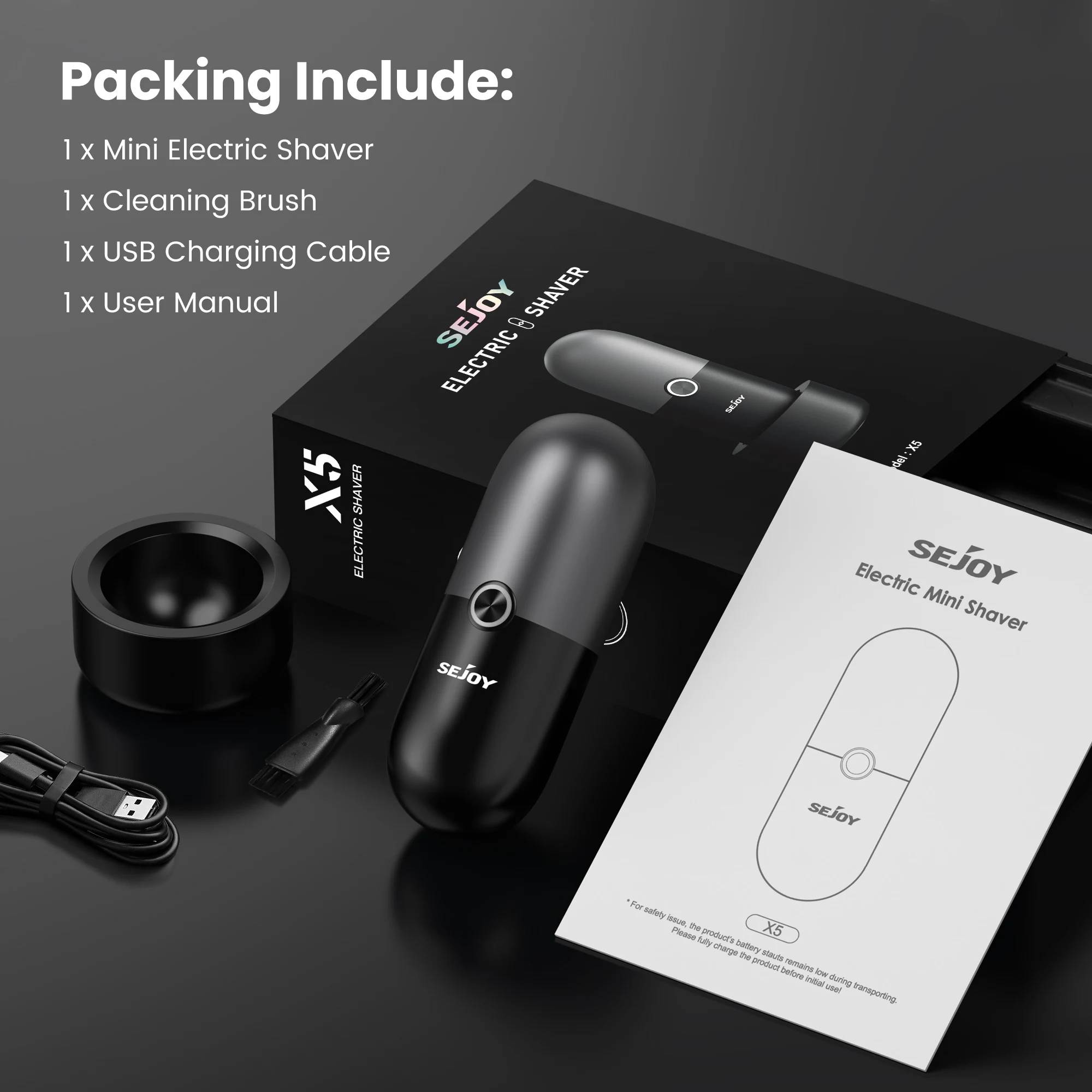 Sejoy Portable Electric Shaver Beard Trimmer Mini USB Rechargeable Shaver IPX7 Waterproof Long Working Time High Quality Motor