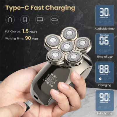 SEJOY Electric Shaver for Men Hair Clipper 5 IN1 Beard Trimmer Bald Head Shaver Wet & Dry Razor Husband Gift Boyfriend - Image 4