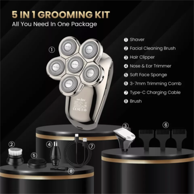 SEJOY Electric Shaver for Men Hair Clipper 5 IN1 Beard Trimmer Bald Head Shaver Wet & Dry Razor Husband Gift Boyfriend - Image 6