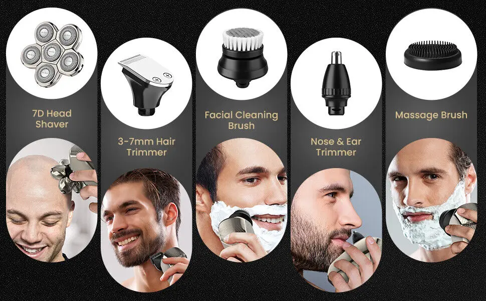 SEJOY Electric Shaver for Men Hair Clipper 5 IN1 Beard Trimmer Bald Head Shaver Wet & Dry Razor Husband Gift Boyfriend