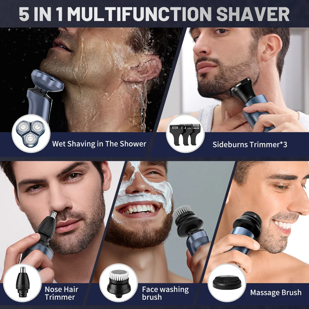 Sejoy Electric Razor for Men Foil Shaver with 3-Blade Edge Shaving Area, 7500 RPM High Speed Motor Digital Power Display Mens El
