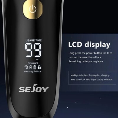 Sejoy Electric Razor for Men Foil Shaver with 3-Blade Edge Shaving Area, 7500 RPM High Speed Motor Digital Power Display Mens El - Image 3
