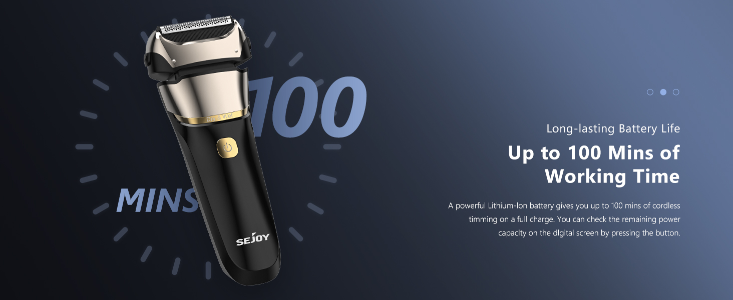 Sejoy Electric Razor for Men Foil Shaver with 3-Blade Edge Shaving Area, 7500 RPM High Speed Motor Digital Power Display Mens El
