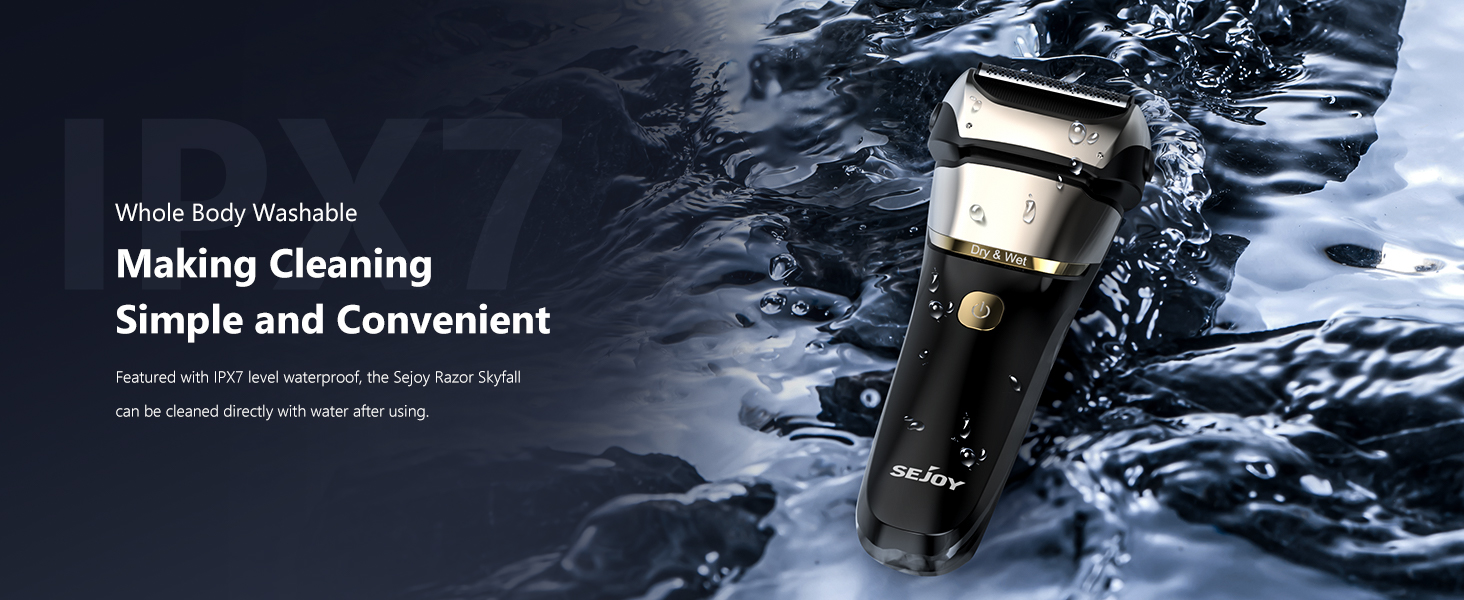 Sejoy Electric Razor for Men Foil Shaver with 3-Blade Edge Shaving Area, 7500 RPM High Speed Motor Digital Power Display Mens El