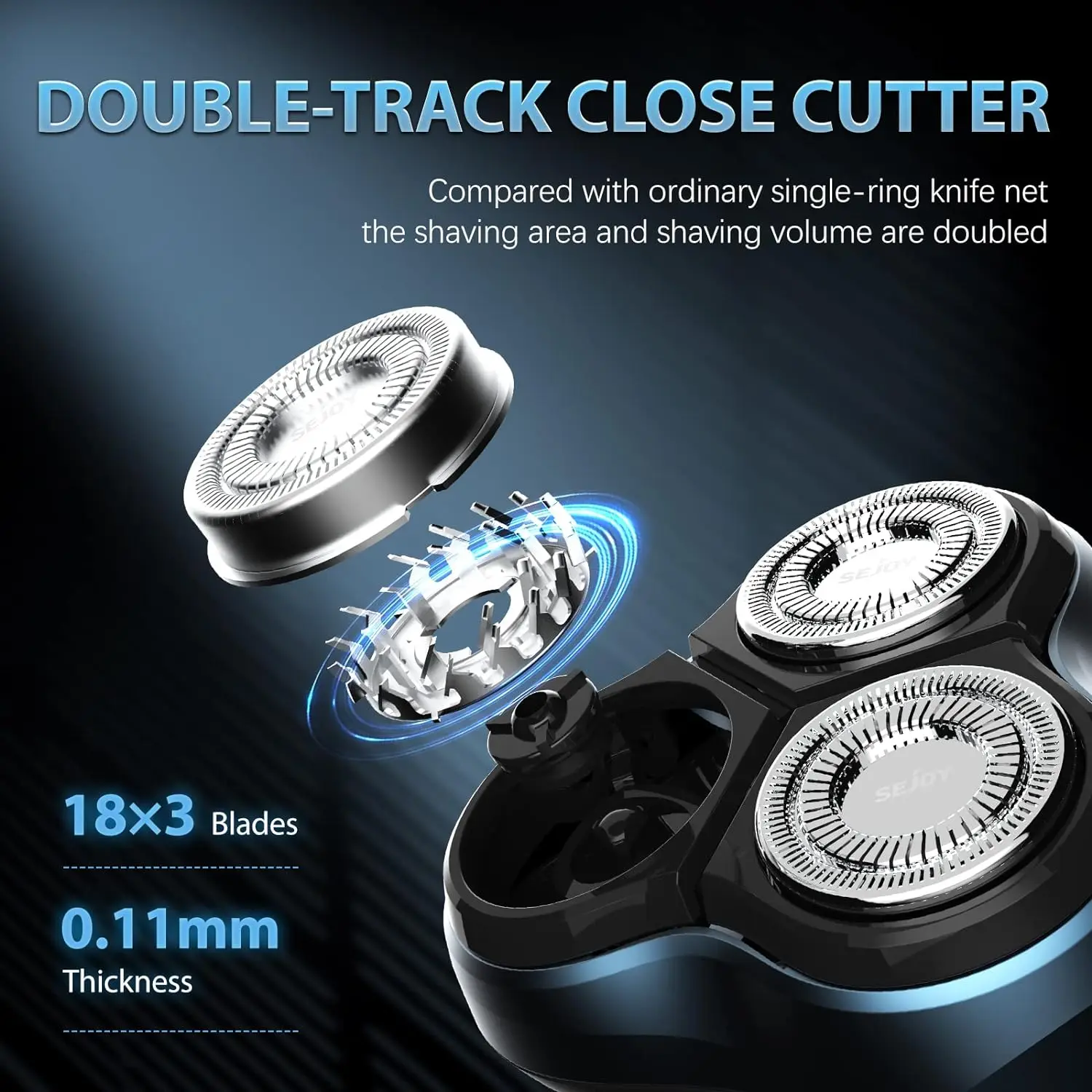 Sejoy Electric Razor for Men Foil Shaver with 3-Blade Edge Shaving Area, 7500 RPM High Speed Motor Digital Power Display Mens El