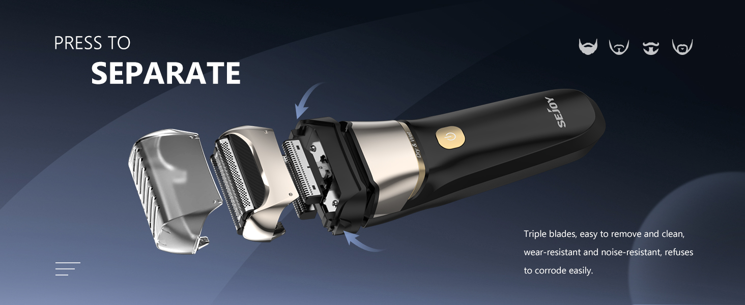 Sejoy Electric Razor for Men Foil Shaver with 3-Blade Edge Shaving Area, 7500 RPM High Speed Motor Digital Power Display Mens El