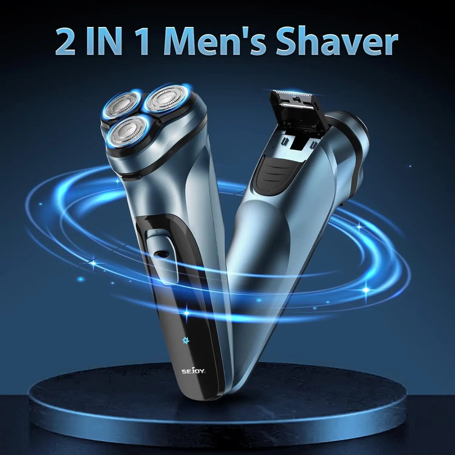 Sejoy Electric Razor for Men Foil Shaver with 3-Blade Edge Shaving Area, 7500 RPM High Speed Motor Digital Power Display Mens El