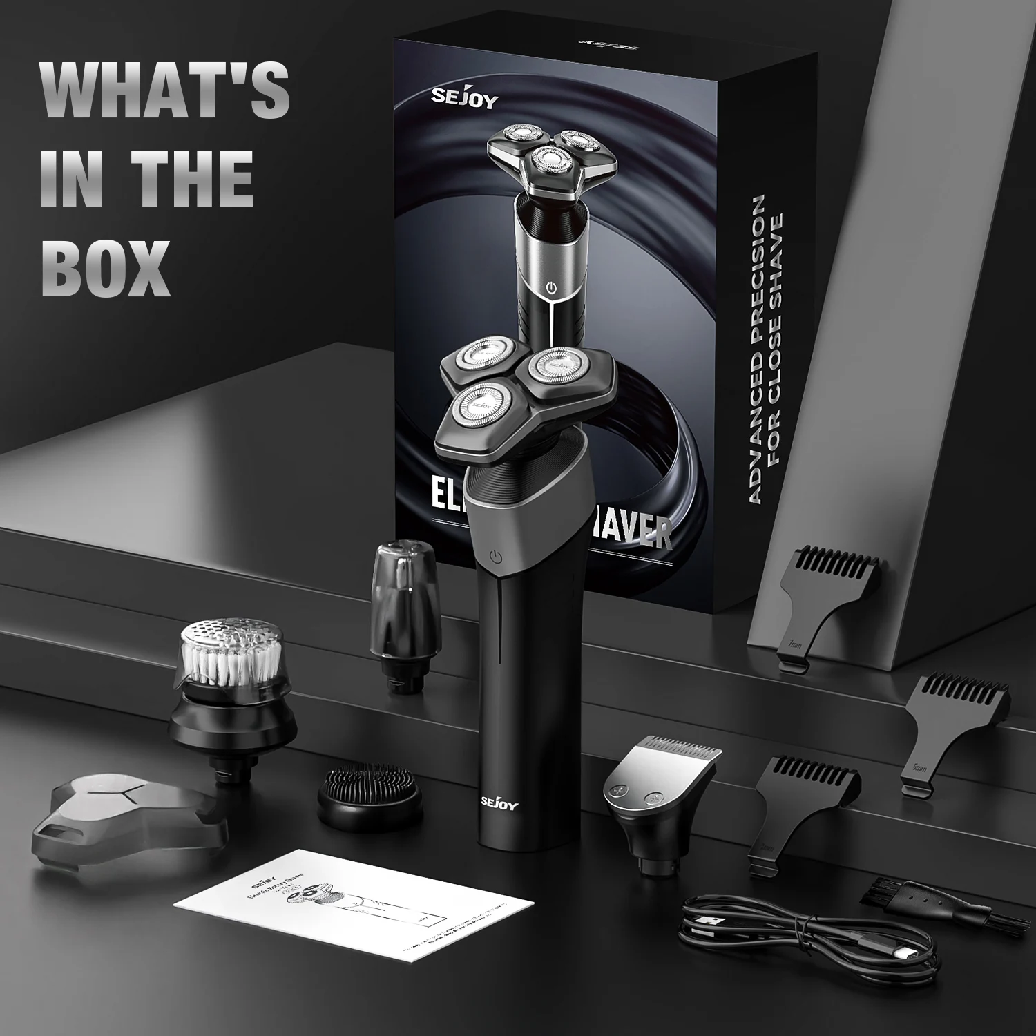 Sejoy KNIGHT Men's Electric Shaver kit Rechargeable Multi-functional Electric Hair Trimmer Razor Nose Trimmer Beard Hair Clipper