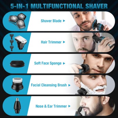 Sejoy KNIGHT Men's Electric Shaver kit Rechargeable Multi-functional Electric Hair Trimmer Razor Nose Trimmer Beard Hair Clipper - Image 4