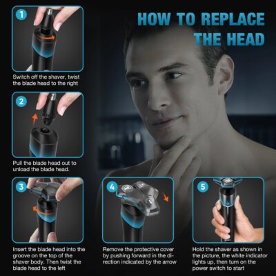 Sejoy KNIGHT Men's Electric Shaver kit Rechargeable Multi-functional Electric Hair Trimmer Razor Nose Trimmer Beard Hair Clipper - Image 5