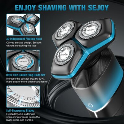 Sejoy KNIGHT Men's Electric Shaver kit Rechargeable Multi-functional Electric Hair Trimmer Razor Nose Trimmer Beard Hair Clipper - Image 3