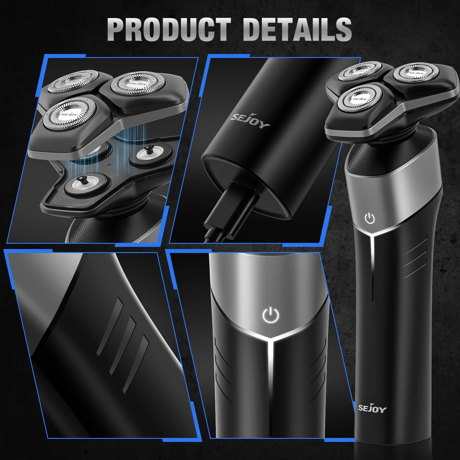 Sejoy KNIGHT Men's Electric Shaver kit Rechargeable Multi-functional Electric Hair Trimmer Razor Nose Trimmer Beard Hair Clipper
